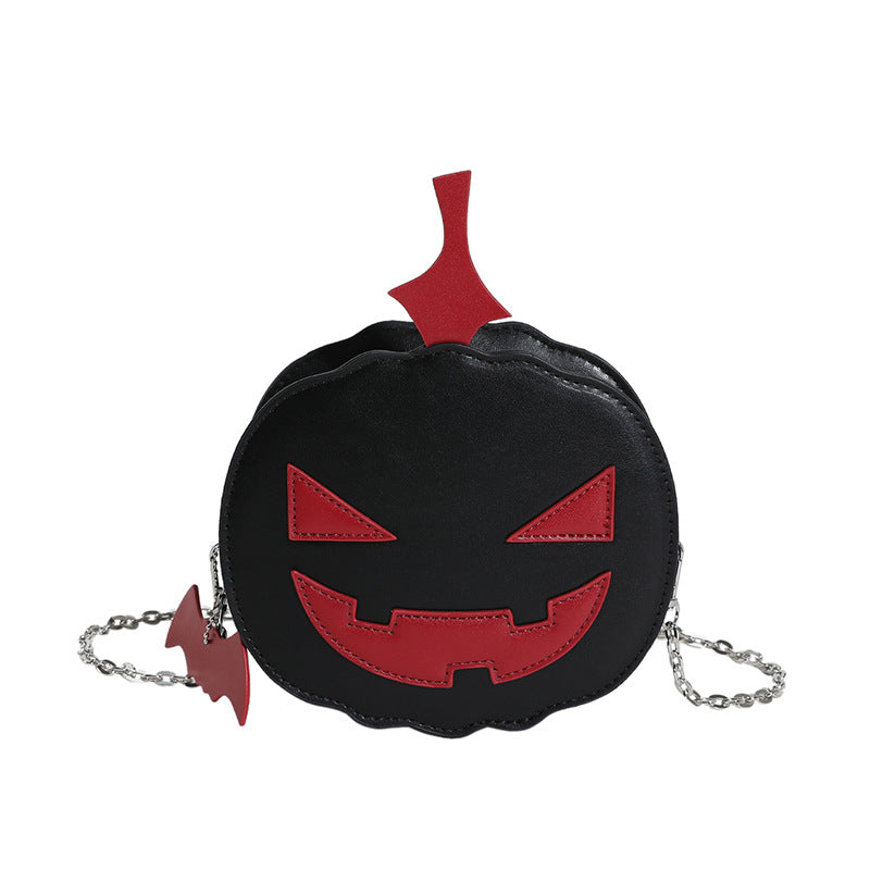 Contrast Color Cartoon Funny Pumpkin Crossbody Shoulder Bag