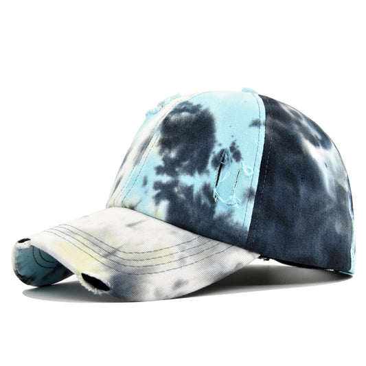 Women's Fashionable Broken Hole Graffiti Cap