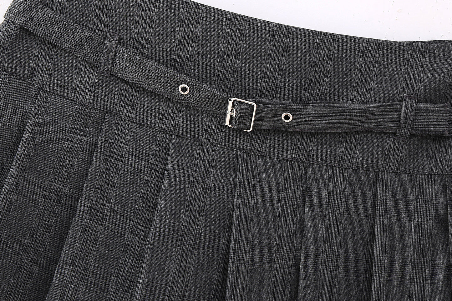 Low Waist Mini Plaid Casual Wide Pleated Culottes Skirt
