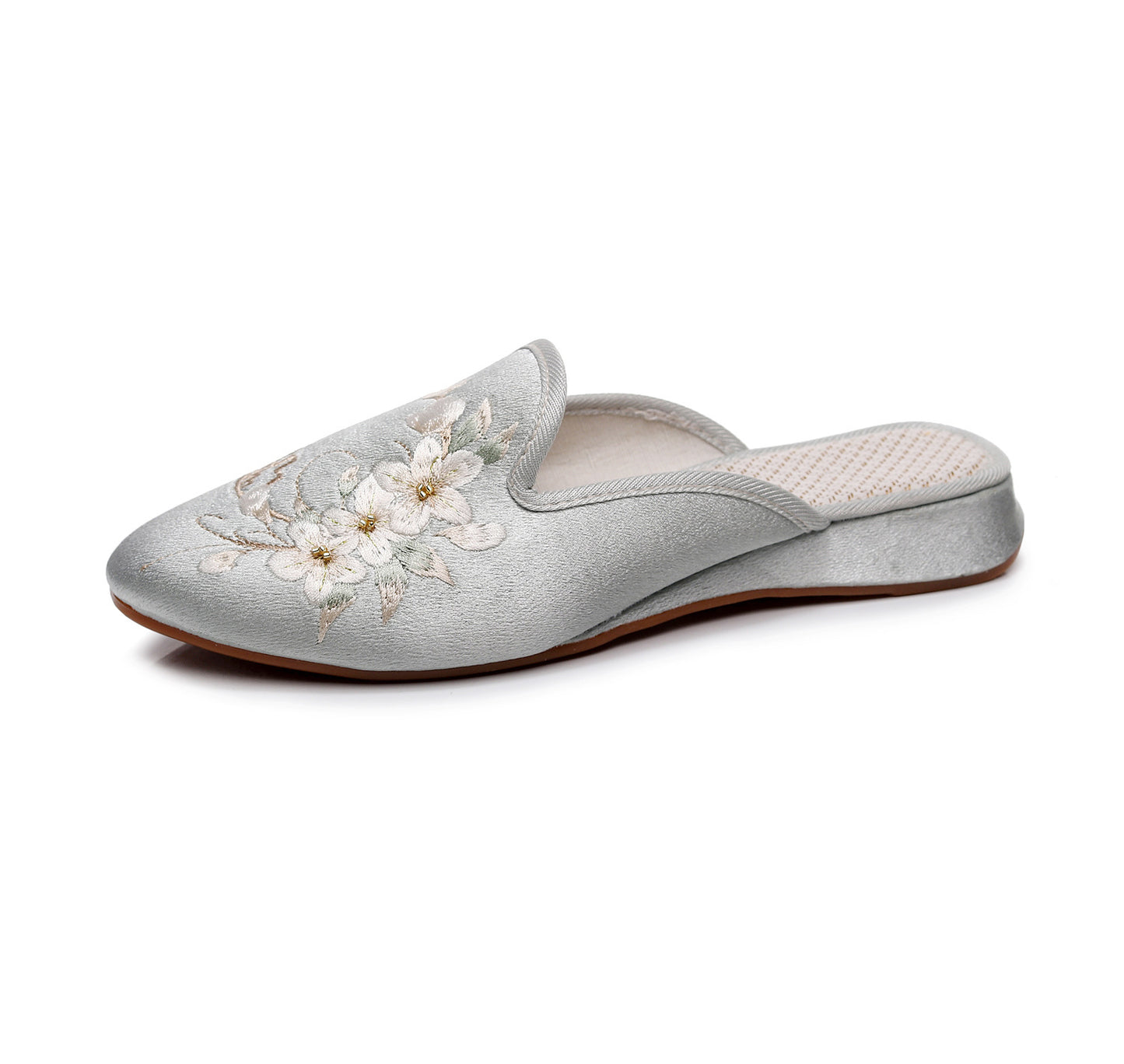 Women's Mercerizing Satin-surface Embroidered Slippers