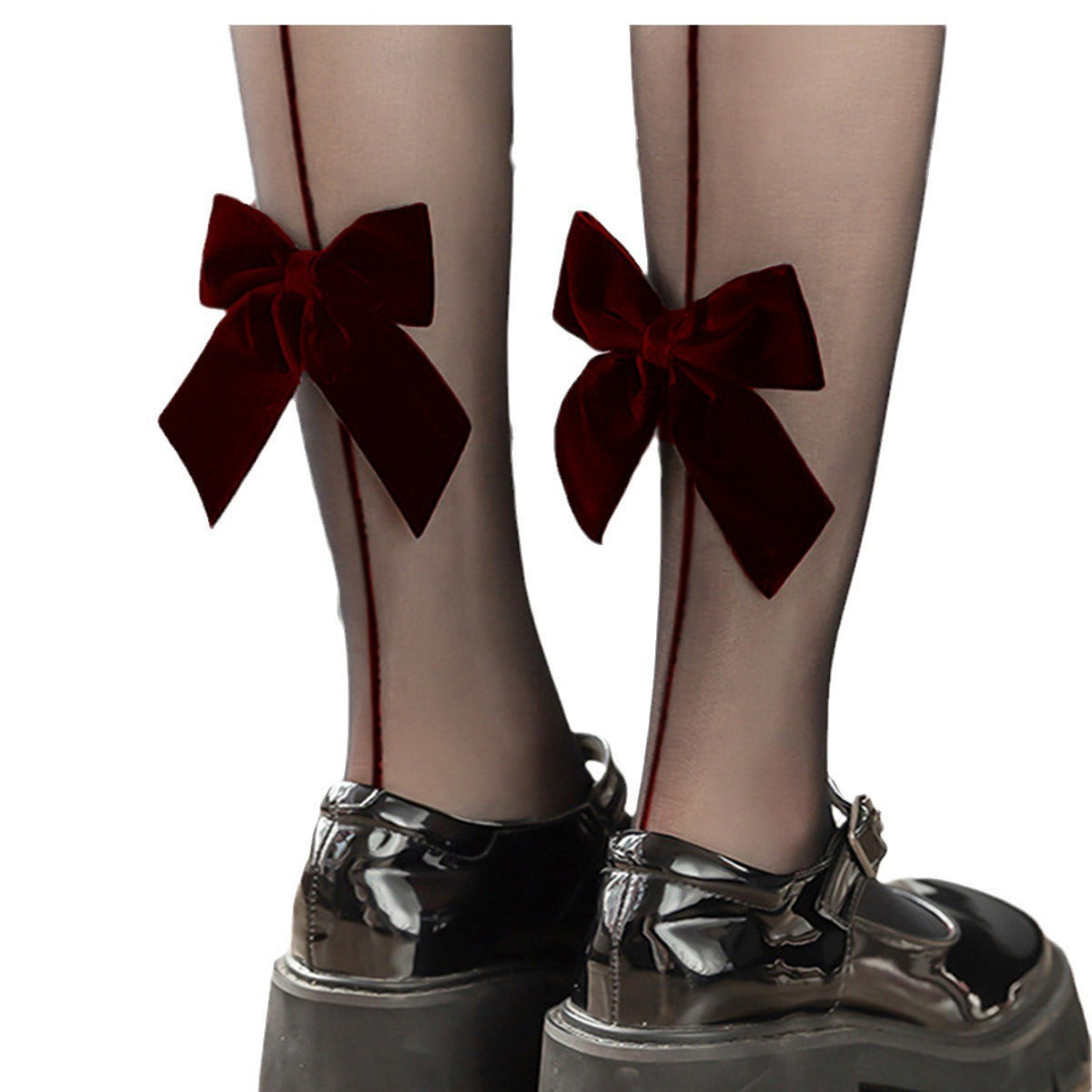 Womens Shaping Stockings With A Large BowBlack Thread Freely Cutable Straight Shrimp Lines And SnagResistant Design