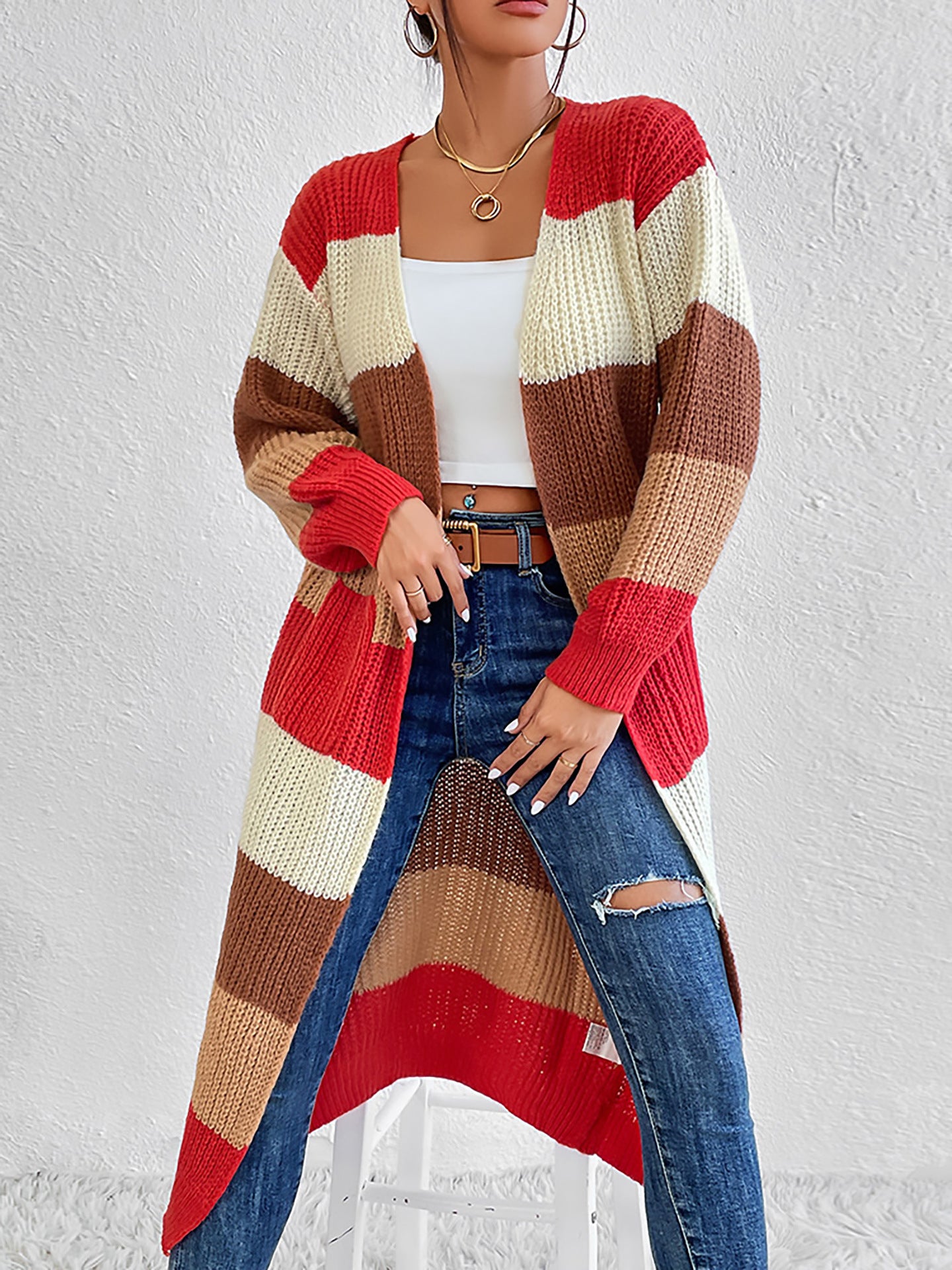 Women's Long Cardigan Jacket Long-sleeved Sweater