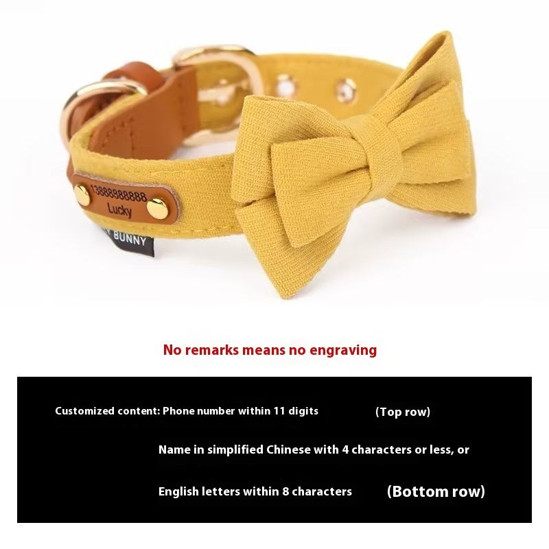 Dog Lettering Leather Bowknot Collar Hand Holding Rope