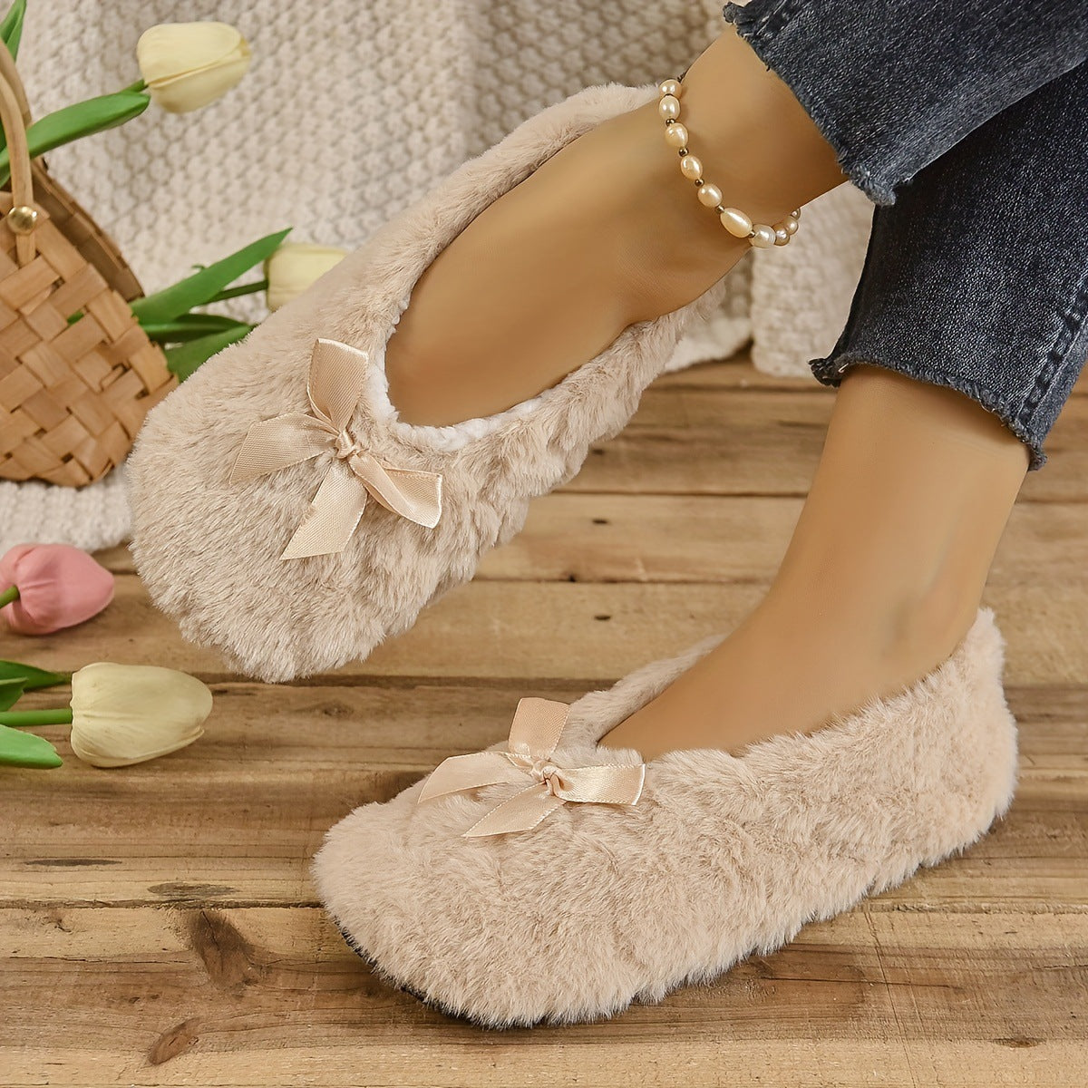 Women's Indoor Comfortable Breathable Warm Closed-toe Slippers Soft