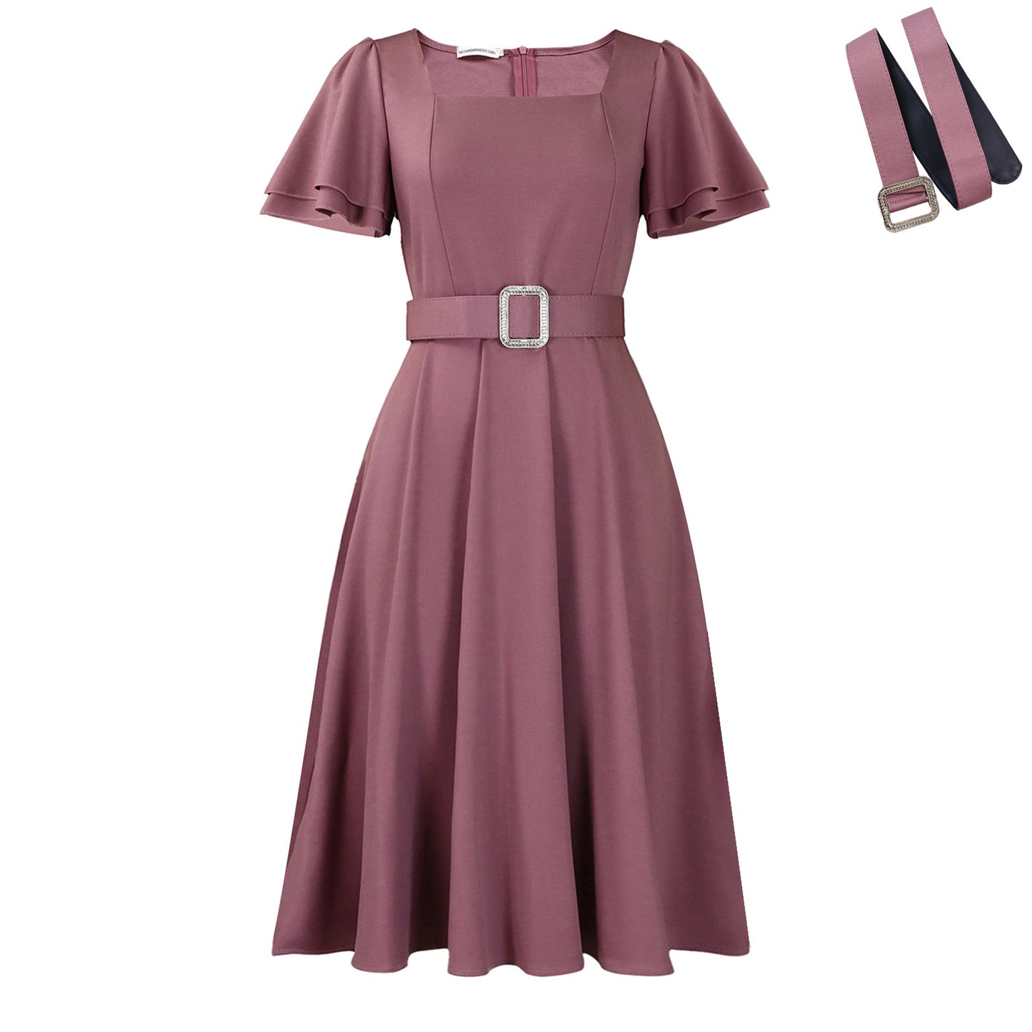 High-waisted Solid-color Elegant European And American-style Dress