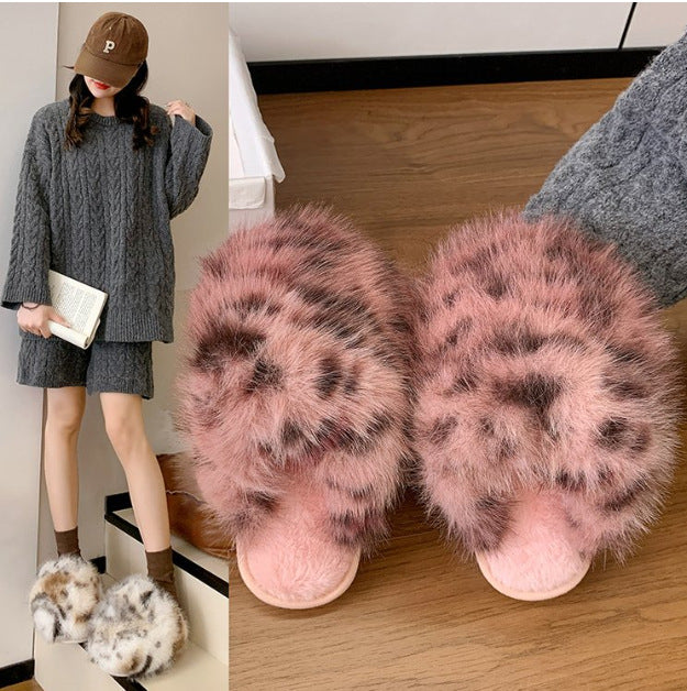 Large Size Solid Color Fluffy Soft Bottom Winter Baotou Home Warm Multi-color Cotton Slippers