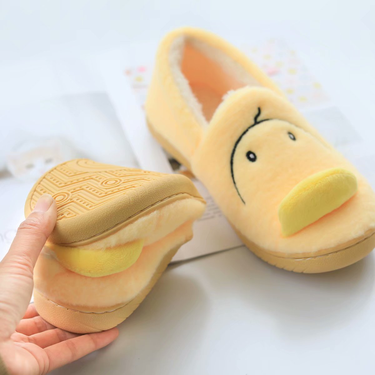 Cartoon Yellow Duck Home Bag Heel Cotton Shoes Can Be Worn Outside