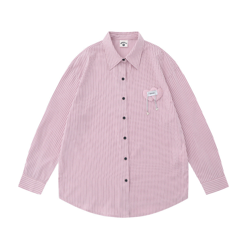Japanese Minority Trendy Brand Pinstripe Long-sleeved Shirt