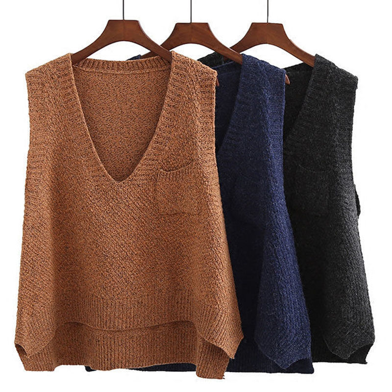 Women's Knitted Vest Spring And Autumn Plus Size Sleeveless Sweater Waistcoat Tops Outerwear Waistcoat