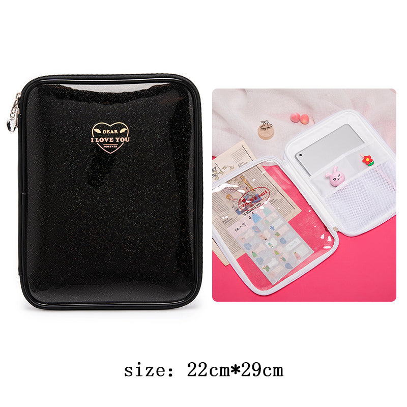 Japanese And Korean Style Shiny Sweet Transparent Zipper Pencil Case