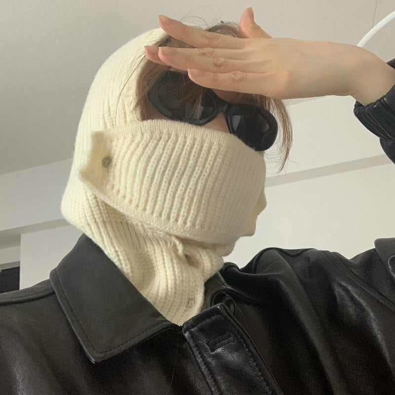 Solid Warm Knitting Wool Mask Hat