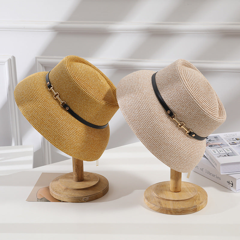 Women's Belt Chain Bell Type Sun-proof Straw Hat