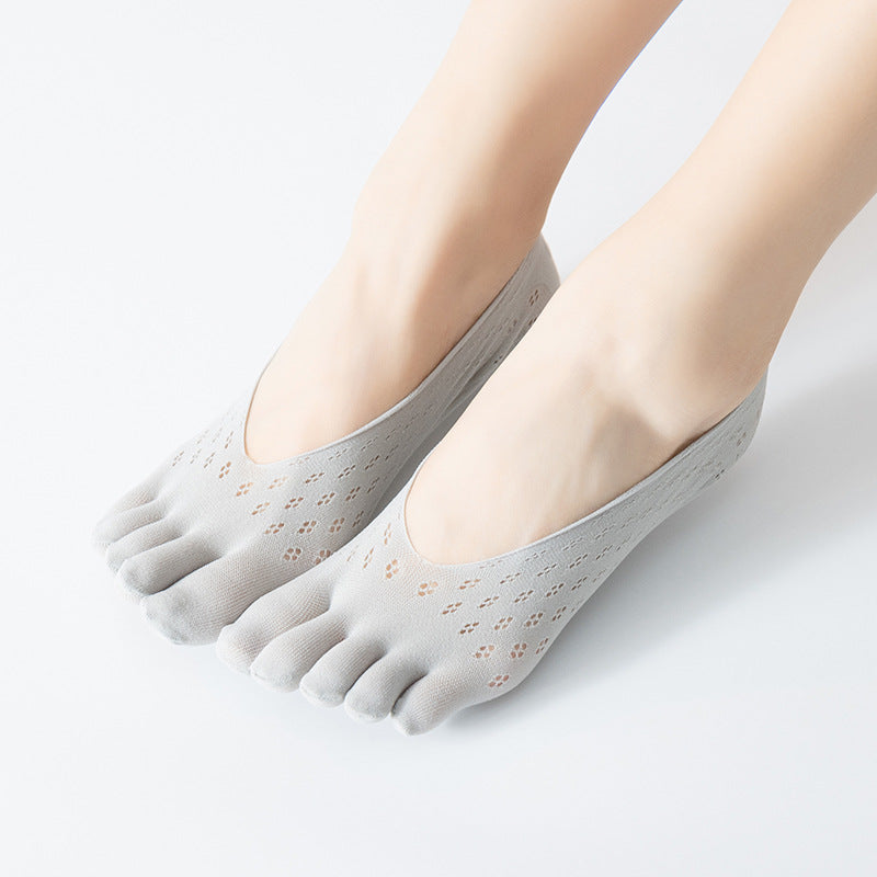Women's Fashion Mesh Five Fingers Shallow Silicone Lace Socks