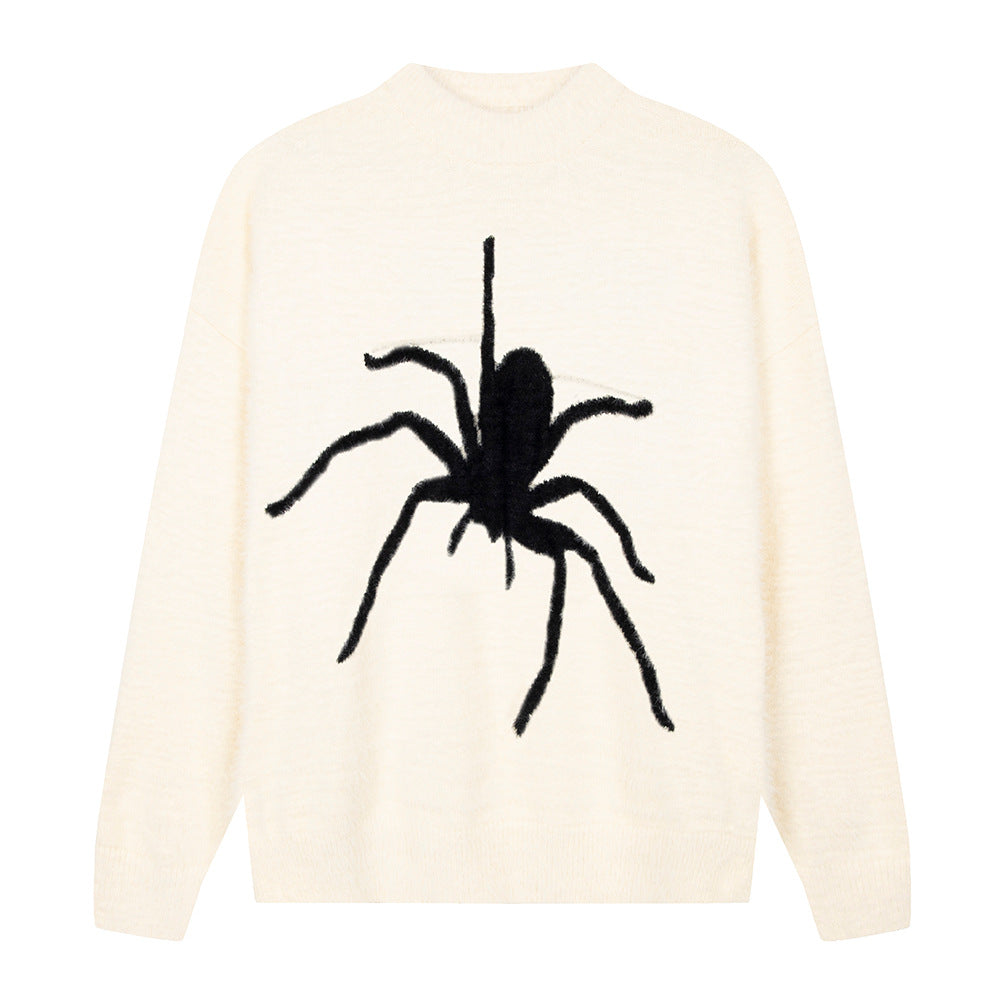 Men's Loose High Street Spider Jacquard Pullover Sweater