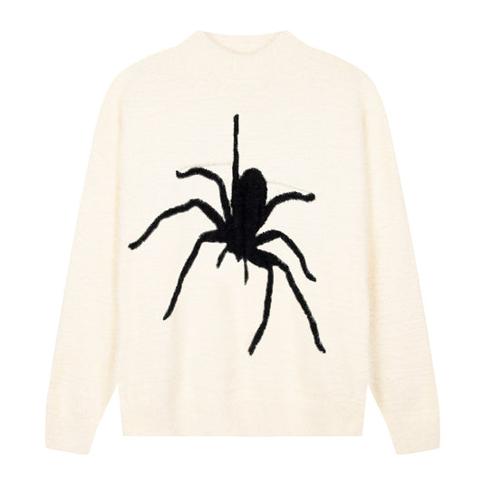 Men's Loose High Street Spider Jacquard Pullover Sweater