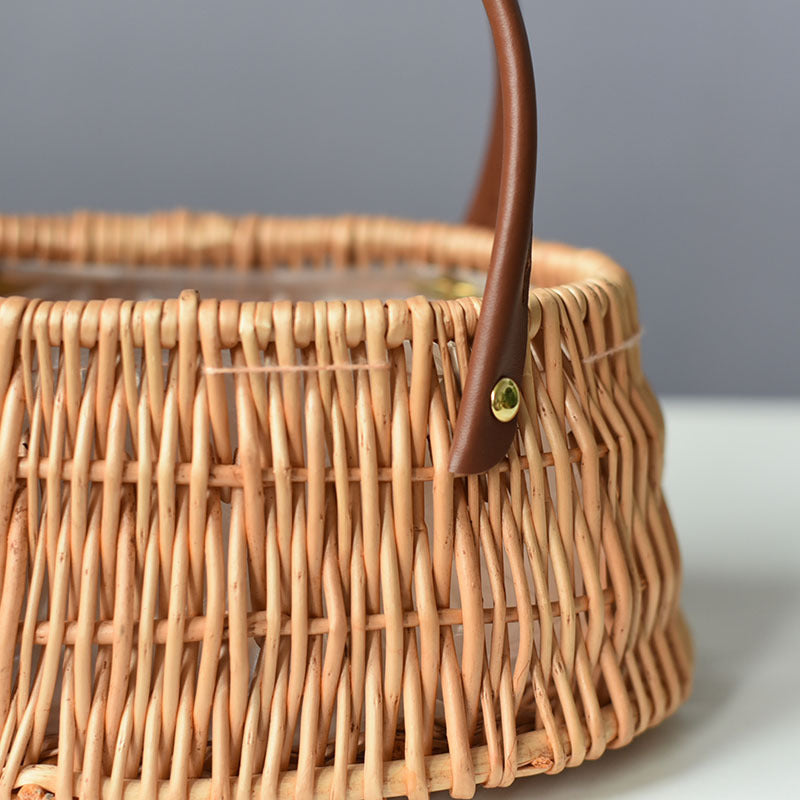 Handicraft Rattan Wicker Portable Flower Arrangement Basket