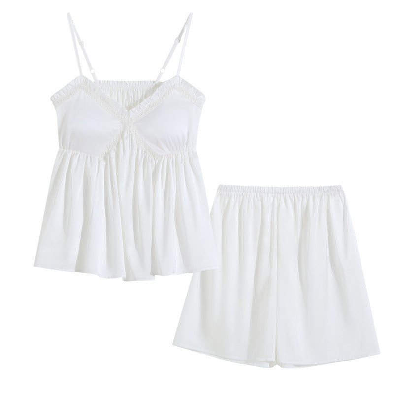 Womens Summer Slip Nightwear Set Ice Silk Pajama Pants And Top Combo