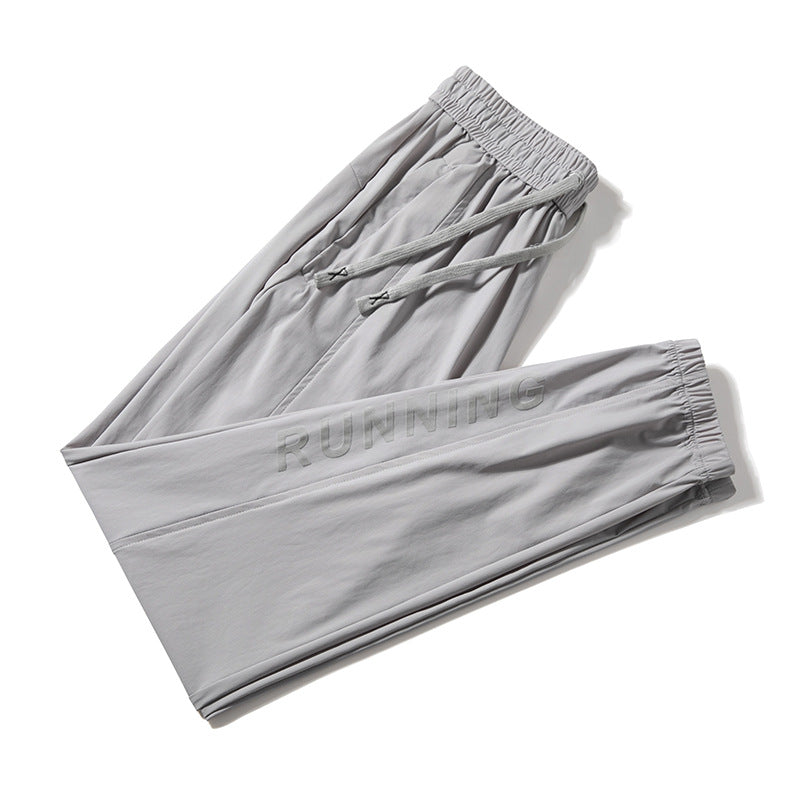 Stretch Quick-dry Casual Sports Printing Loose Drawstring Trousers Cropped Pants