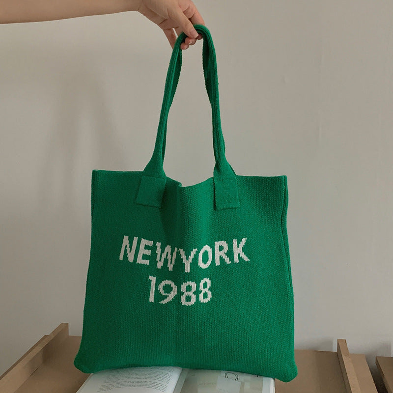 Knitted Letter Retro Trendy Wool Shoulder Bag