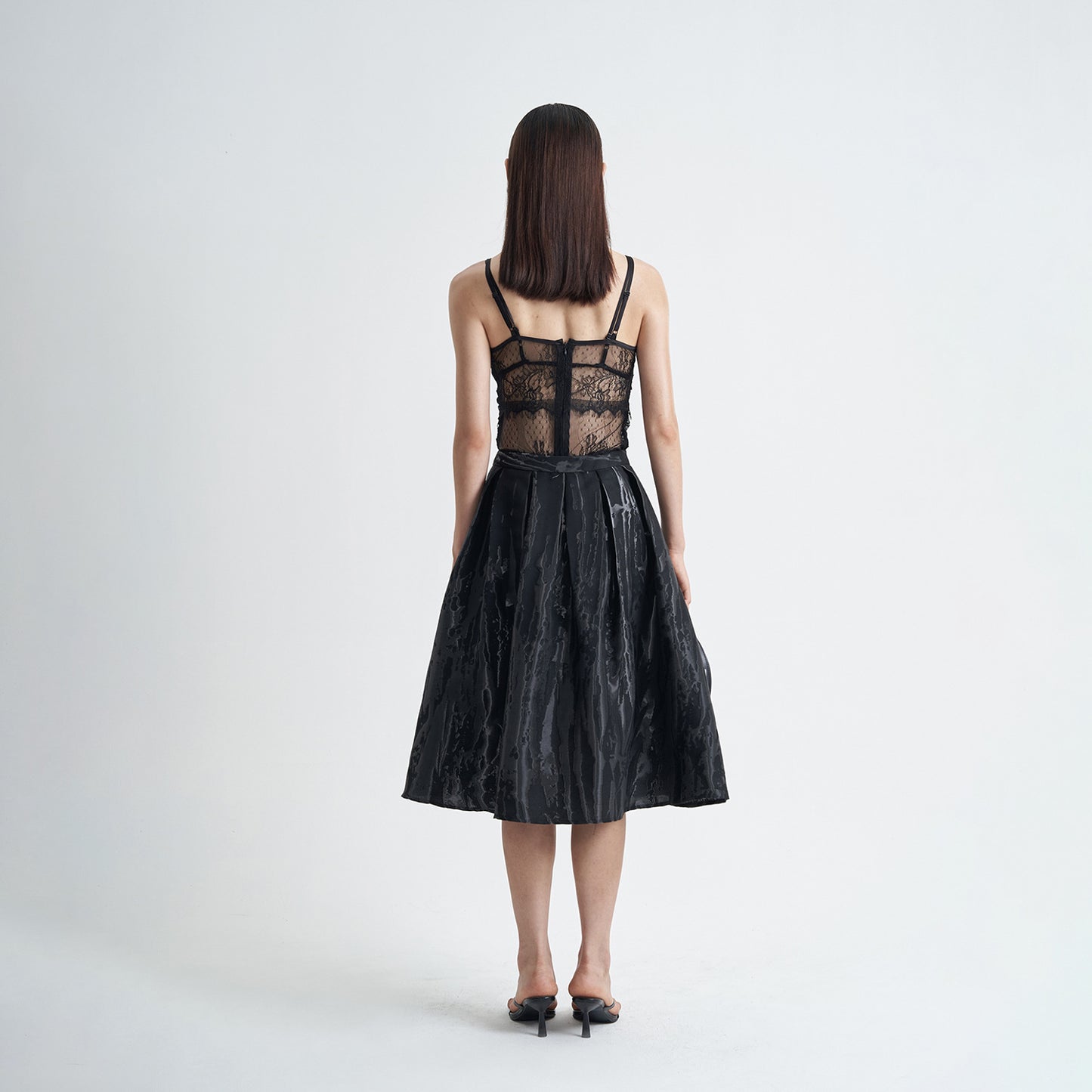 Black Splash-ink Design A- Line Skirt Women's High Waist