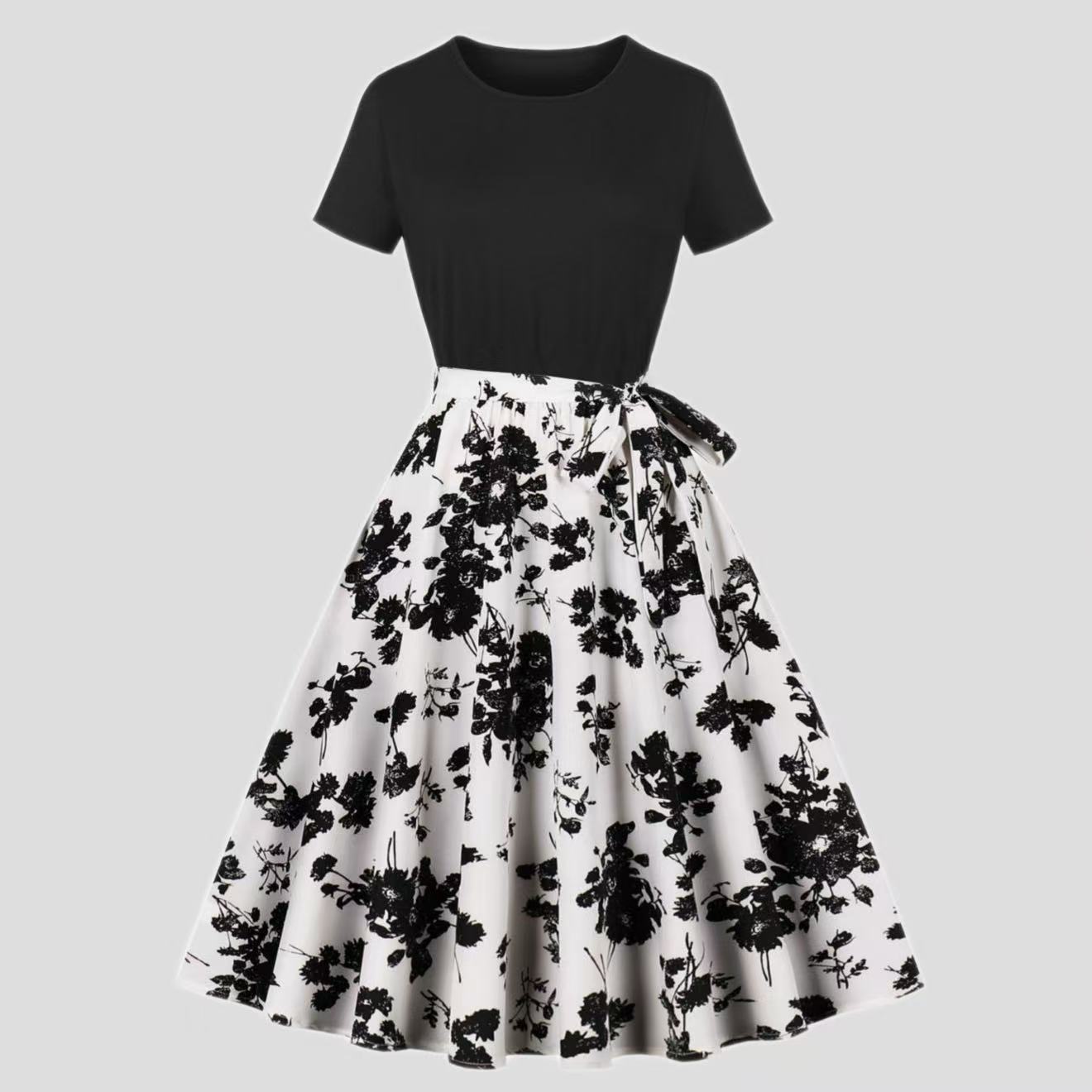 Women's Fashionable Retro Patchwork Elegant Dress