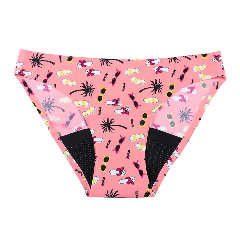 Women's Fashion Printed Seamless Washable Physiological Underwear