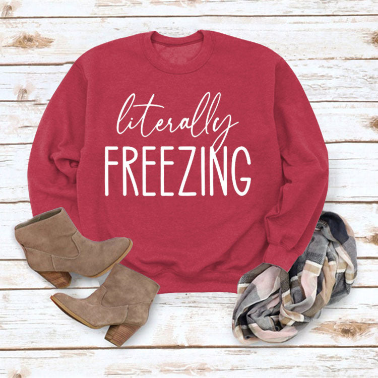Printed Loose Pullover Simple Round Neck Long Sleeve Top Sweater