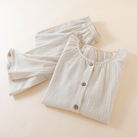 Womens Solid-Color Crew-Neck Loungewear Set With Long Sleeves And Long Pants