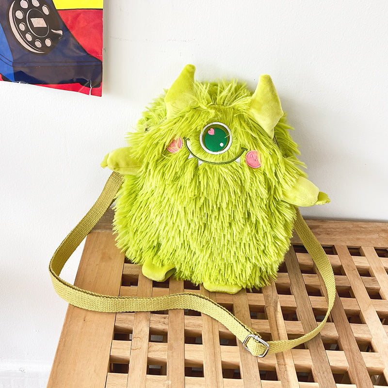 New Cute Cute Funny Personality Plush Embroidered Messenger Bag