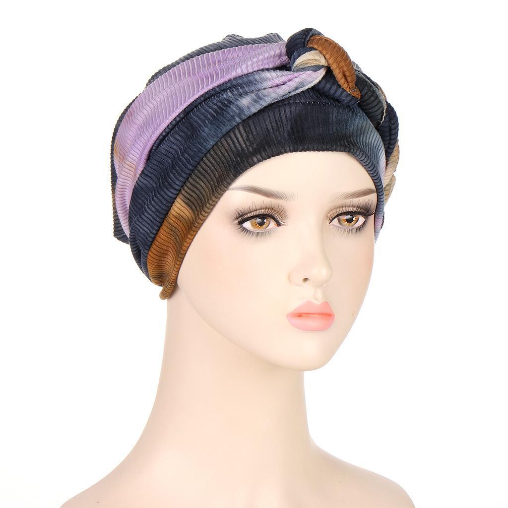 Women's Tie Dyed Multi-color Soft Headband And Hat