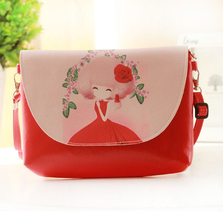 Cute Children Princess Square Flap Girl's PU Leather Girl's Small Bag One Shoulder Backpack