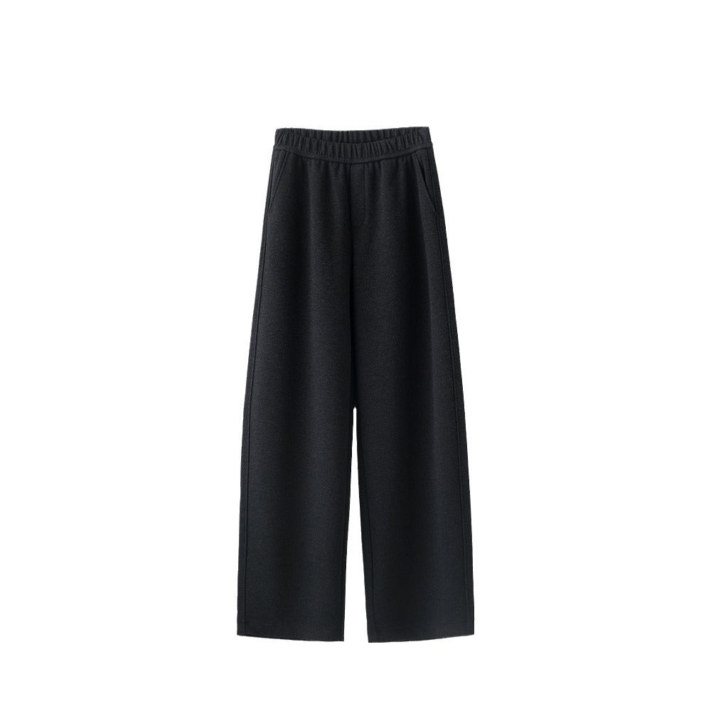 Autumn And Winter Straight Wool Heating Loose Slimming And Simple High Waist Casual Pants