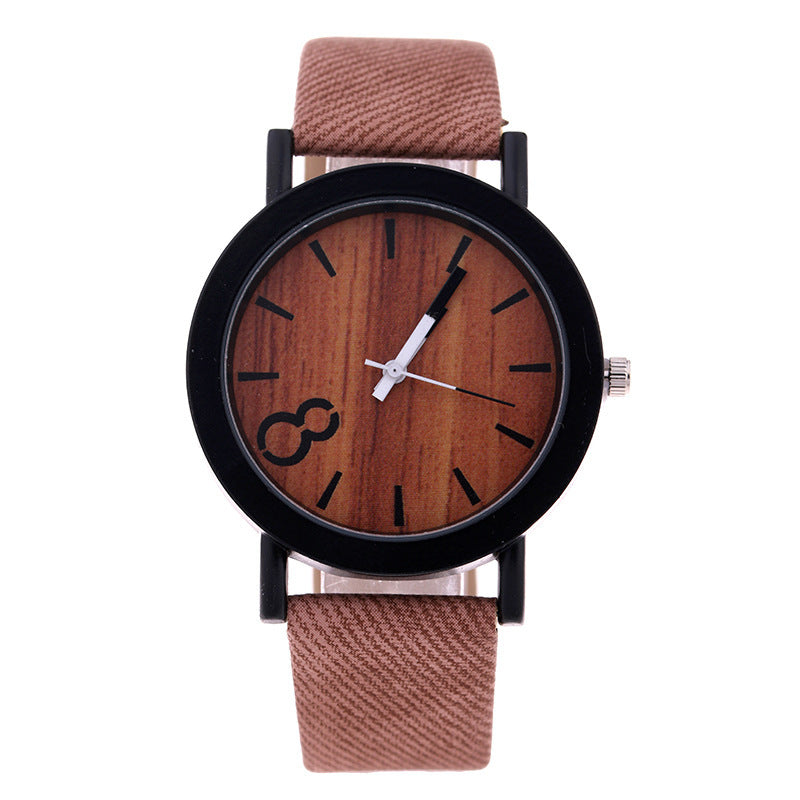 denim belt watch wood grain surface watch quartz watch 8 word