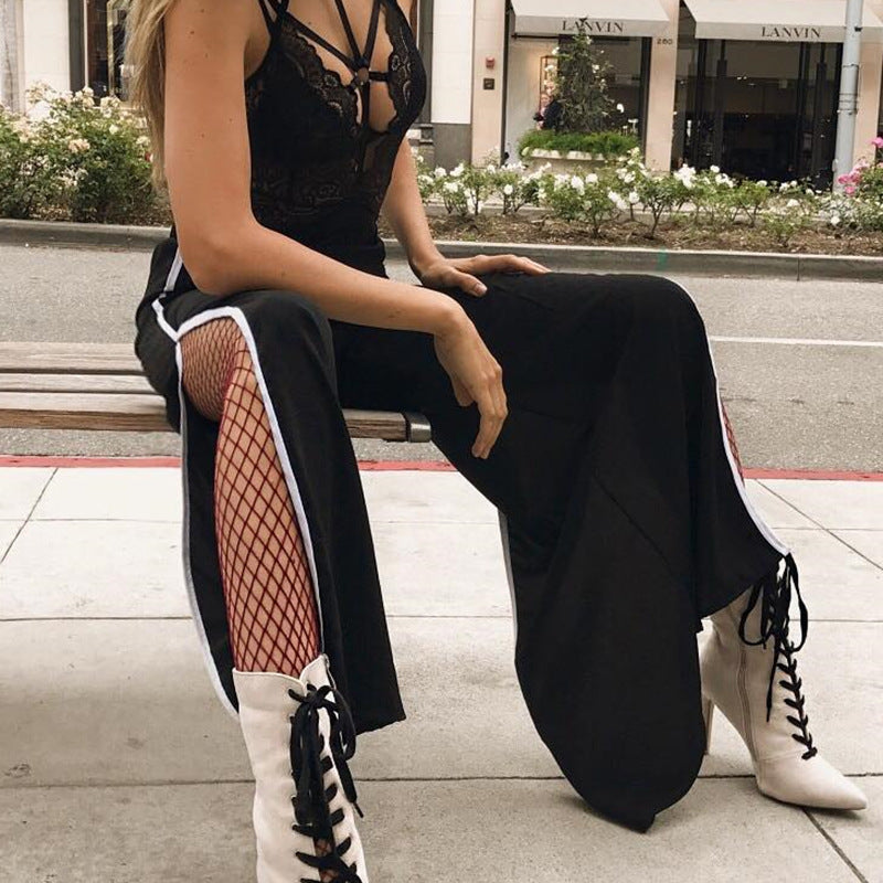 Side Striped Wide Leg Pants