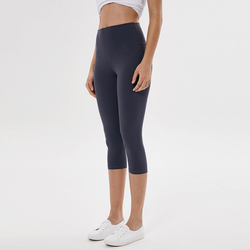 Sports tights solid color yoga cropped pants