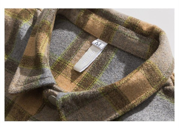 Mother Cloth Embroidered Color Matching Plaid Shirt Coat