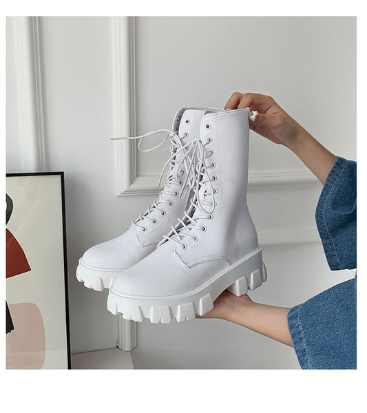 Zippered heightened platform Martin boots