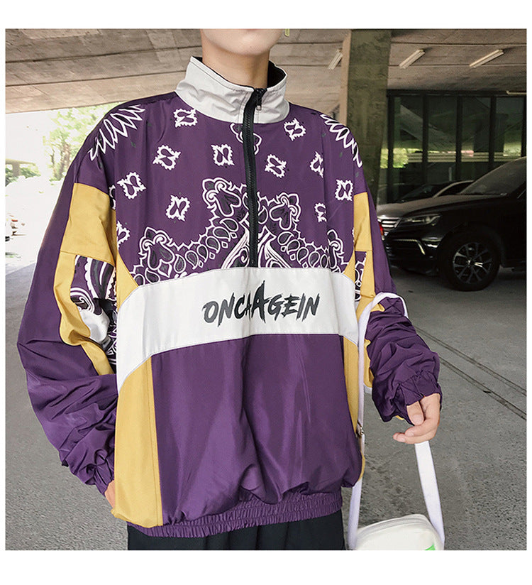 Retro street hip hop track jacket