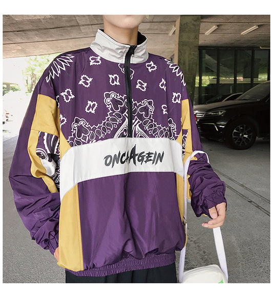 Retro street hip hop track jacket