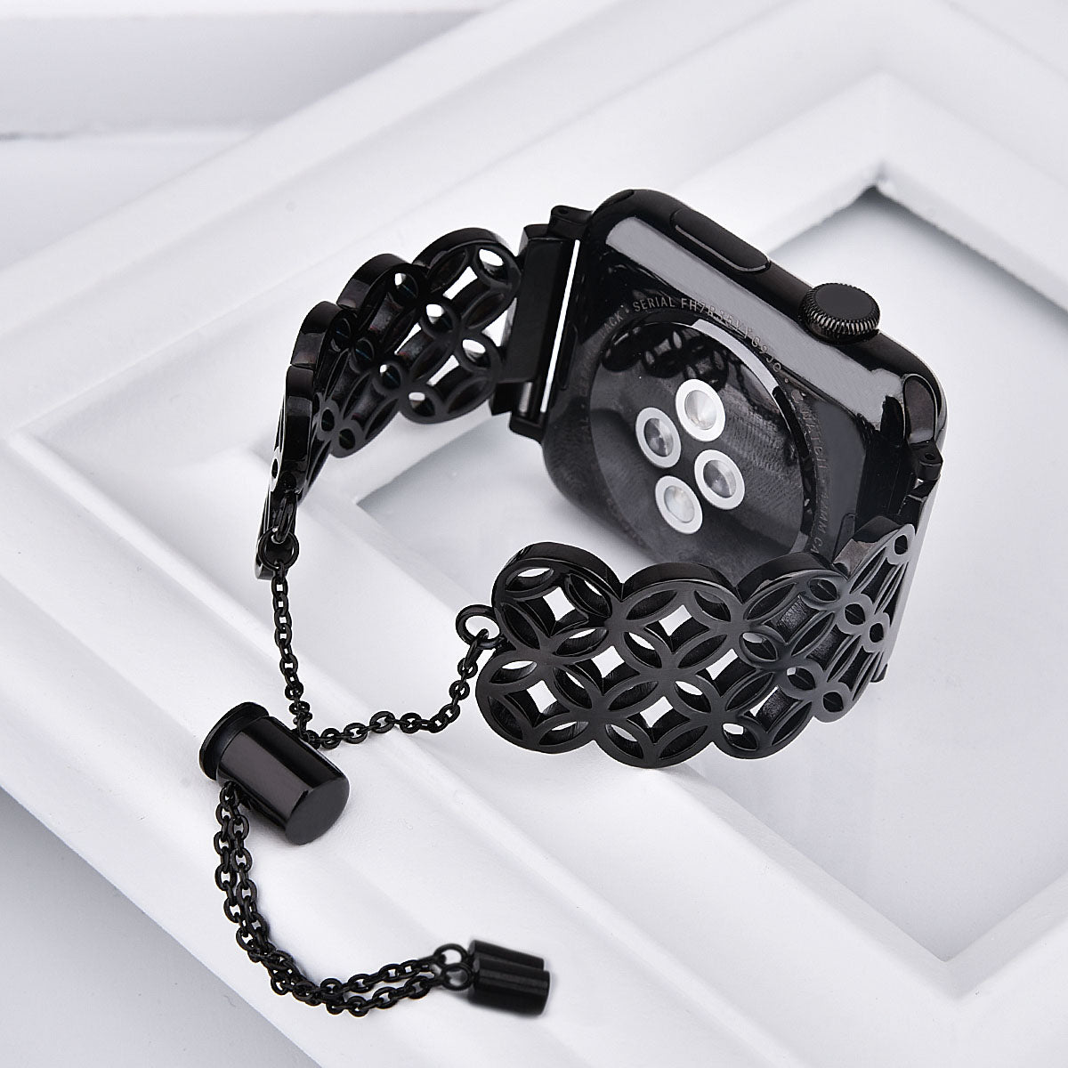 Kompatibel med Apple, Urremme i høj kvalitet med sommerfugl og blomst i rustfrit stål til Apple Watch Series