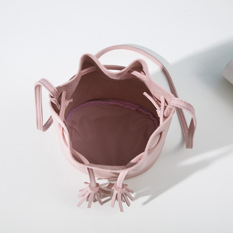 Women's fashion match color consistent wine rubber rope bucket bag