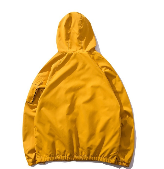 Hooded windbreaker jacket multi-bag tooling