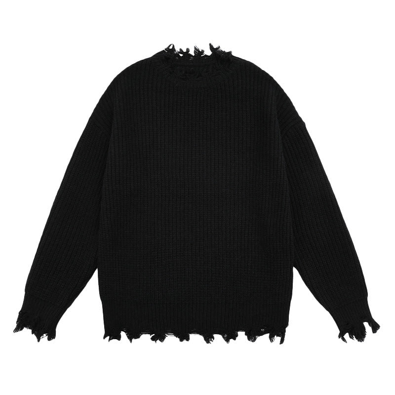 American Street Retro Hip Hop Old Cat Must Destroy Round Neck Sweater For Men