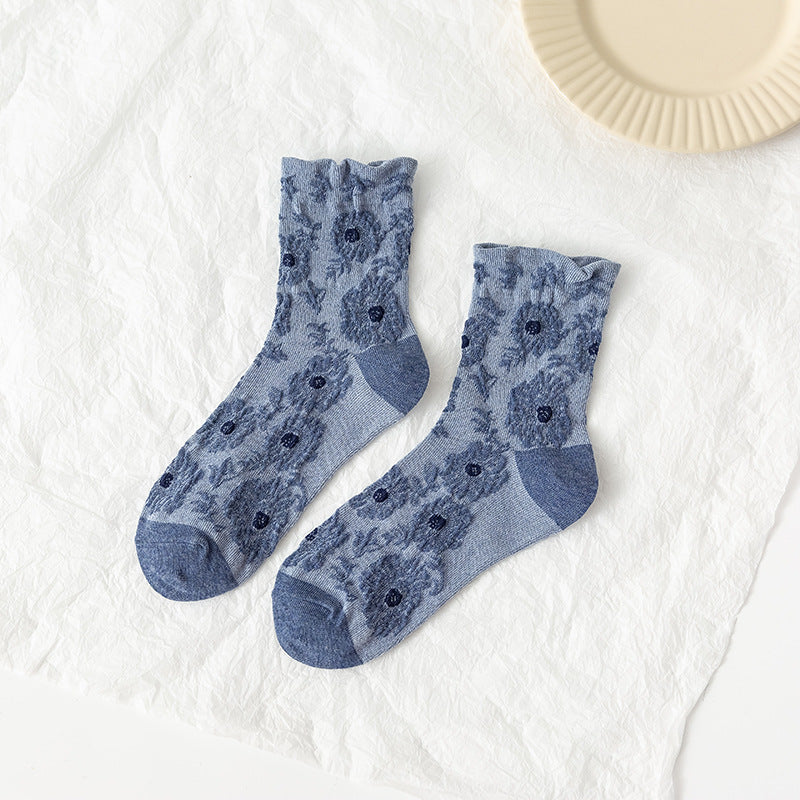 Vintage jacquard ladies cotton socks