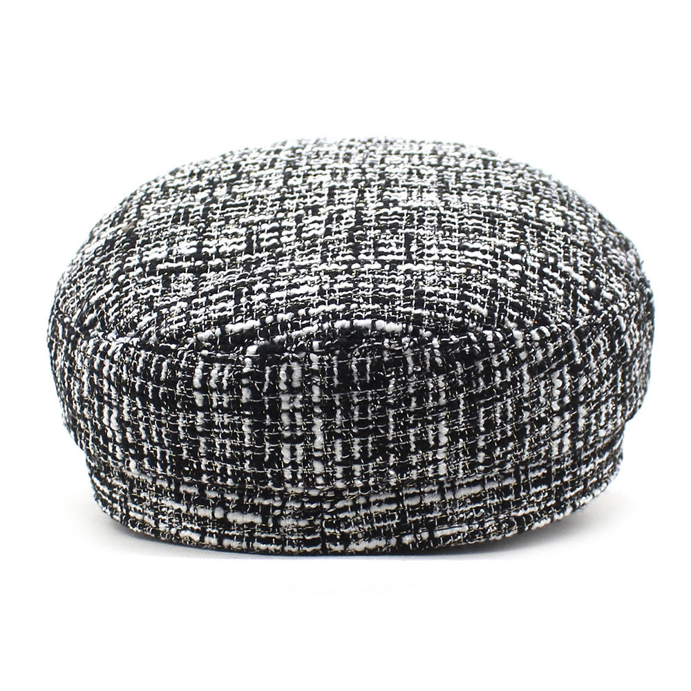Women's Beret Autumn And Winter Black And White Plaid