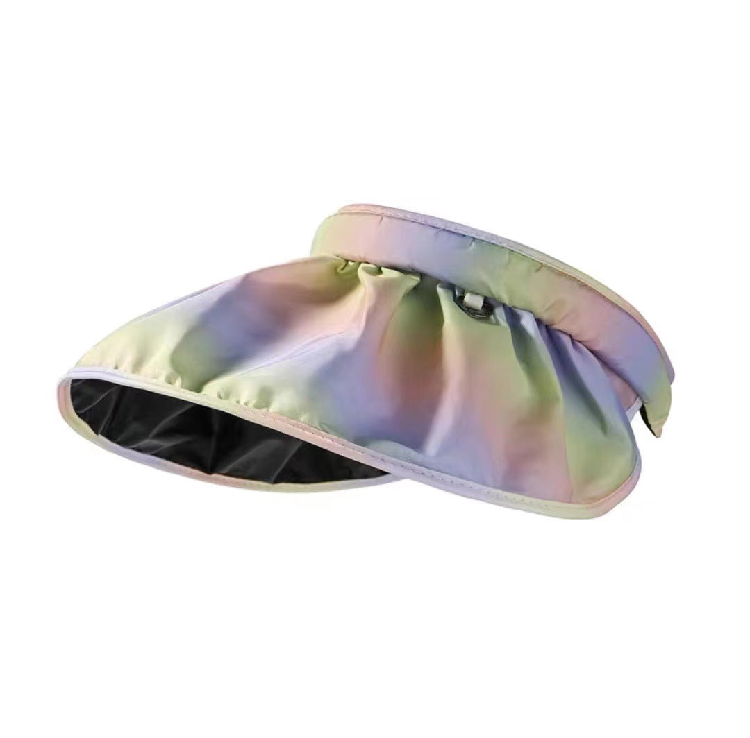 Women's Gradient Black Rubber Large Eaves Sun Visor Shell Hat