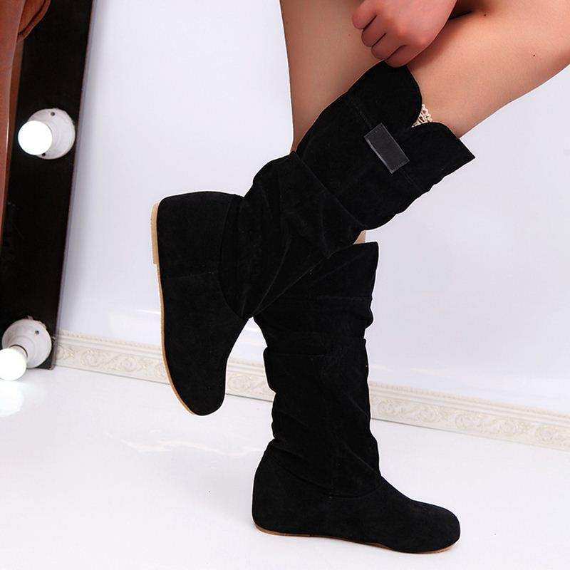 New Large Size Long Tube Plus Velvet Lace Trim Lining Knight Boots