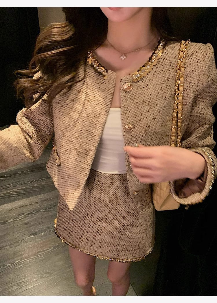 Women's Autumn And Winter Sheath Skirt Two-piece Set