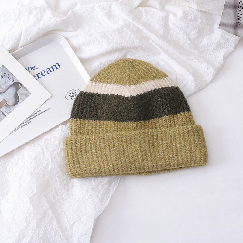Versatile Small Color Matching Pullover Knitted Hat