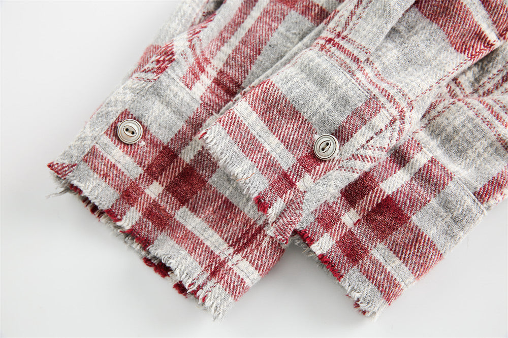 American Retro Plaid Shirt Men's Loose Casual Long Sleeves